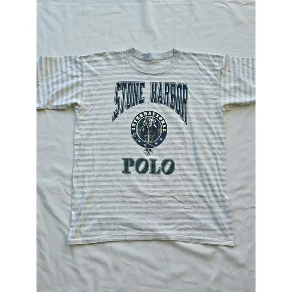 Vintage Stone Harbor Polo T Shirt XLarge Made In USA Single Stitch - Picture 1 of 6